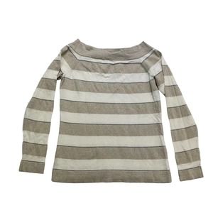White House Black Market Sweater Womens Medium M Gold Silver White Keyhole Back